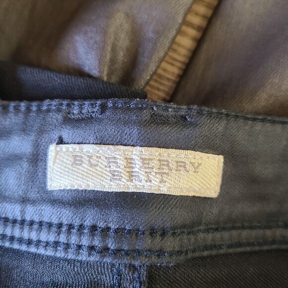 Burberry Britt Pants 28 Brown Waxed Skinny Ankle Low Rise Cuffed Trousers - Picture 6 of 13